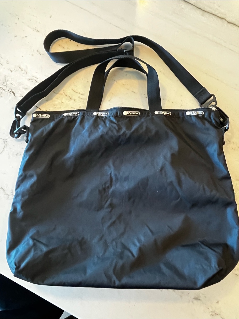 Lesportsac Black Nylon Convertible Tote with Adjustable Strap